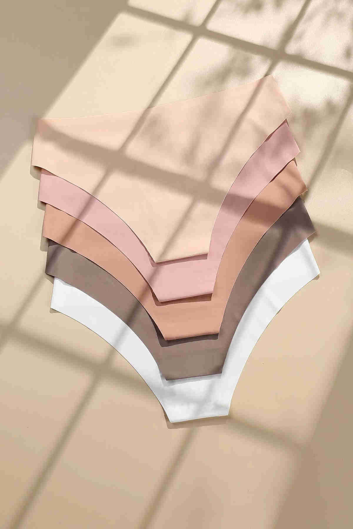 Merry See 5 li Set İz Yapmaz Likralı Dikişsiz Lazer Kesim Bikini Slip Külot Açık Çok Renkli